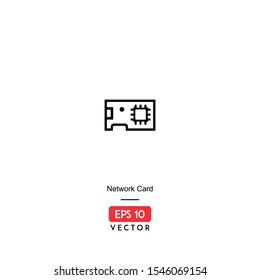 Network Card Icon. Network Hardware Isolated On White Background. With Line Style. Work Station Icon. EPS10 - Vector
