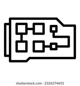 Network card icon outline vector. Digital center. Laptop shop