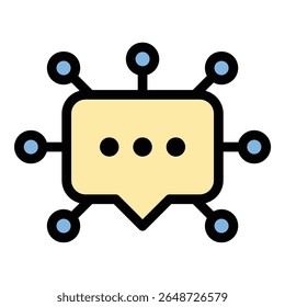 Ícone de bate-papo de rede ilustração em estilo de linha plana representando comunicação em tempo real e conectividade digital, adequado para plataformas de mensagens, redes sociais e ferramentas de colaboração on-line