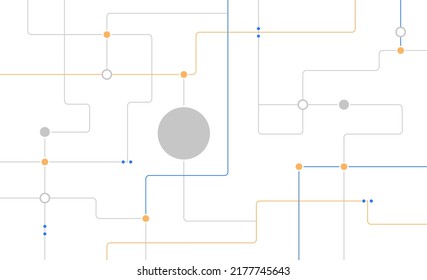 Network circuit board connected dots and lines background template. Technology blockchain linked global digital database graphic vector