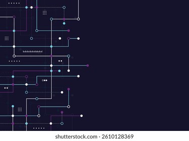 Network circuit connection lines and dots. Technology and Big data concept. Vector illustration
