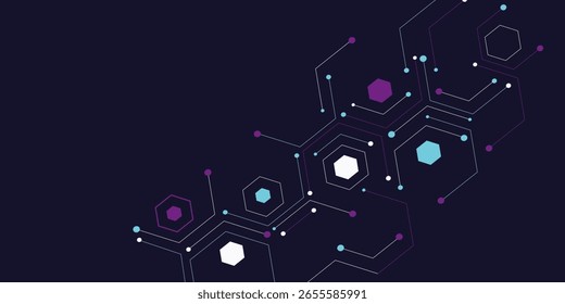 Network circuit connection lines and dots. Technology and Big data concept. Vector illustration