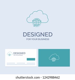 network, city, globe, hub, infrastructure Business Logo Line Icon Symbol for your business. Turquoise Business Cards with Brand logo template