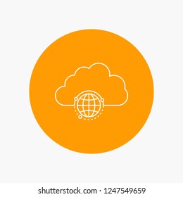 network, city, globe, hub, infrastructure White Line Icon in Circle background. vector icon illustration