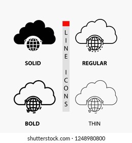 network, city, globe, hub, infrastructure Icon in Thin, Regular, Bold Line and Glyph Style. Vector illustration