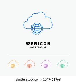 network, city, globe, hub, infrastructure 5 Color Line Web Icon Template isolated on white. Vector illustration