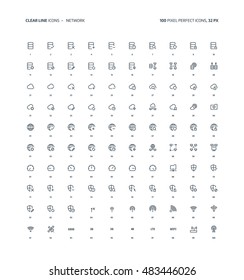 Network clear line, illustrations, icons, backgrounds and graphics. The icons pack is black and white, flat, vector, pixel perfect, minimal, suitable for web and print. 