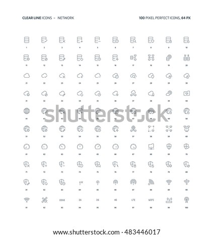 Network clear line, illustrations, icons, backgrounds and graphics. The icons pack is black and white, flat, vector, pixel perfect, minimal, suitable for web and print. 