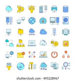 network and cloud computing icons