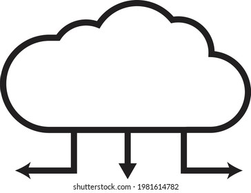 A network cloud with download arrows - Illustration , Icon , Vector 
