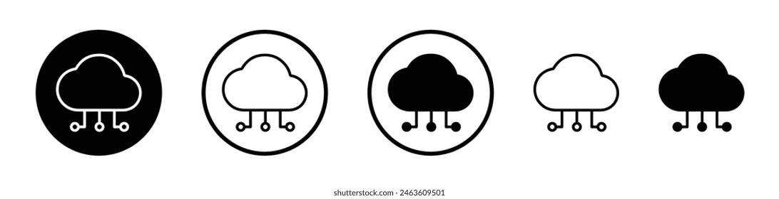 Network cloud icon set. Vector symbols for internet cloud technology and software APIs.