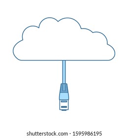 Network Cloud Icon. Thin Line With Blue Fill Design. Vector Illustration.