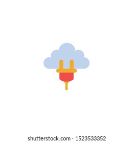 Network cloud icon. A wire with an Ethernet connector connected to the cloud. Flat color design. Vector illustration.