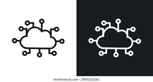 Network cloud icons in black and white liner strokes for web design.