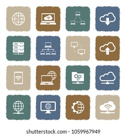Network Cloud Icons. Grunge Color Flat Design. Vector Illustration. 