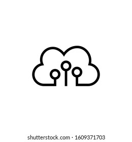 Network, Cloud, Internet in outline style on white background