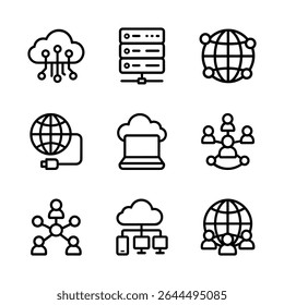 Network cloud server global connectivity. Icon symbol illustration
