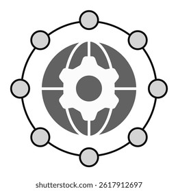 Network Collaboration Hub. Connected nodes around a support icon for communication and team synergy