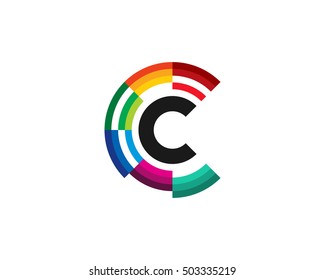 Network Color Letter C Logo Design Template