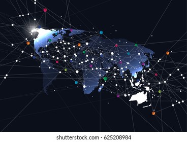Network color technology communication background. World map