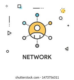 NETWORK COLORED AND ILLUSTRATION ICON CONCEPT