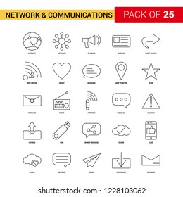 Network and Communication Black Line Icon - 25 Business Outline Icon Set