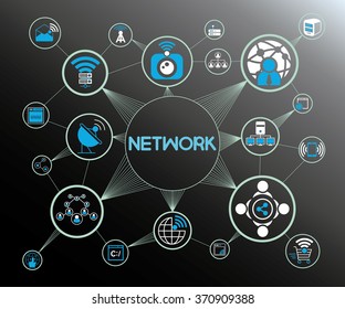 network and communication concept, network icons