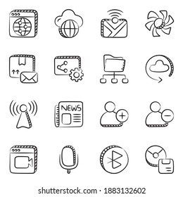 
Network And Communication Doodle Icons