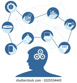 Network communication in the global  network. Connection people infographic. Illustration vector of flat design.