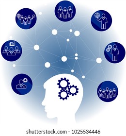 Network communication in the global  network. Connection people infographic. Illustration vector of flat design.