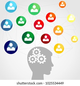 Network communication in the global  network. Connection people infographic. Illustration vector of flat design.