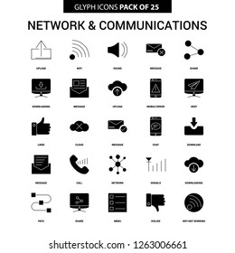 Network and Communication Glyph Vector Icon set