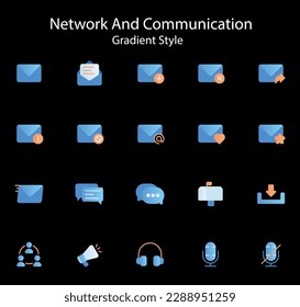 The network and communication icon set features a comprehensive collection of icons related to various aspects of networking, communication, and information technology. With icons representing everyth