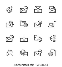 Network and communication icons, set 2/2. Strokes have not been expanded to maintain maximum editability.