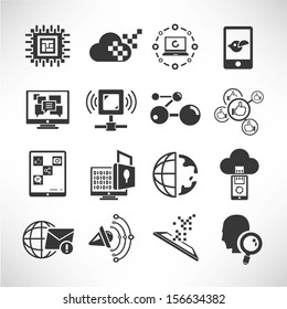 network and communication icons set