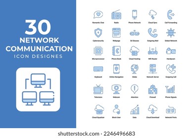 Network and Communication Icons Set vector design