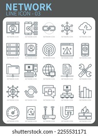 icono de línea de Internet de comunicación de red
