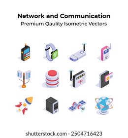 Netzwerk- und Kommunikations-Ikonen im trendigen Designstil
