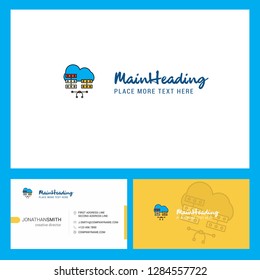 Network communication Logo design with Tagline and Front and Back Busienss Card Template. Vector Creative Design