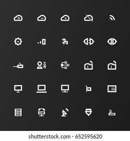 Network and communication modern glyph icon set one the dark background