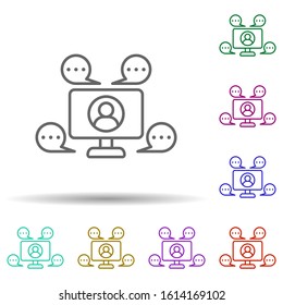 Network, communication in multi color style icon. Simple thin line, outline vector of communication icons for ui and ux, website or mobile application