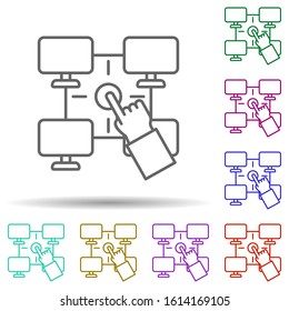 Network, communication in multi color style icon. Simple thin line, outline vector of communication icons for ui and ux, website or mobile application