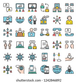network communication and social media related icon.editable outline