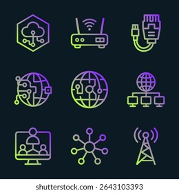Network Communication Tech Icons Gleam Ilustração de símbolo de ícone