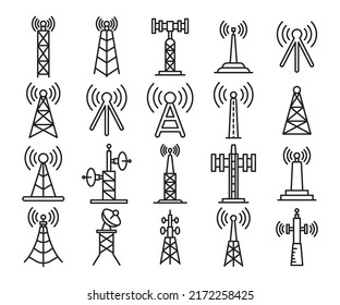network and communication tower icons vector illustration