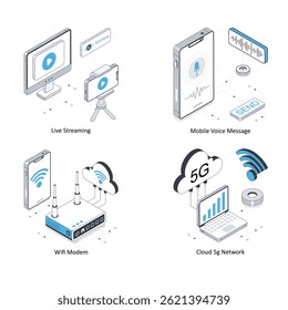 Network and Communication vector Isometric Illustration. Eps 10 File  Set 3