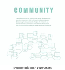 Network community landing page concept. Vector illustration isolated on white background 