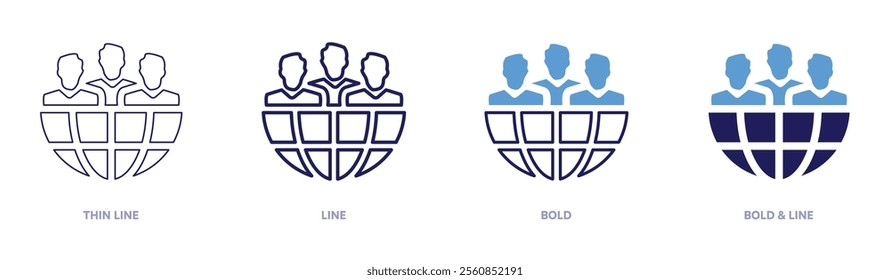 Network compliance icon in 4 different styles. Thin Line, Line, Bold, and Bold Line. Duotone style. Editable stroke.