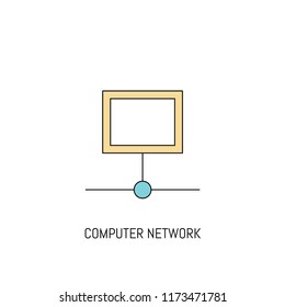 Network Computer colorful line icon. Simple Icon illustration. Network Computer Line Icon Useful For Web, Mobile, Software & Apps. Eps-10.