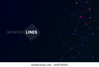 Network computer connection with lines and circle dark background. , Virus molecular structure graphic element for banner, poster, cover.  Abstract connect triangle. Vector illustration